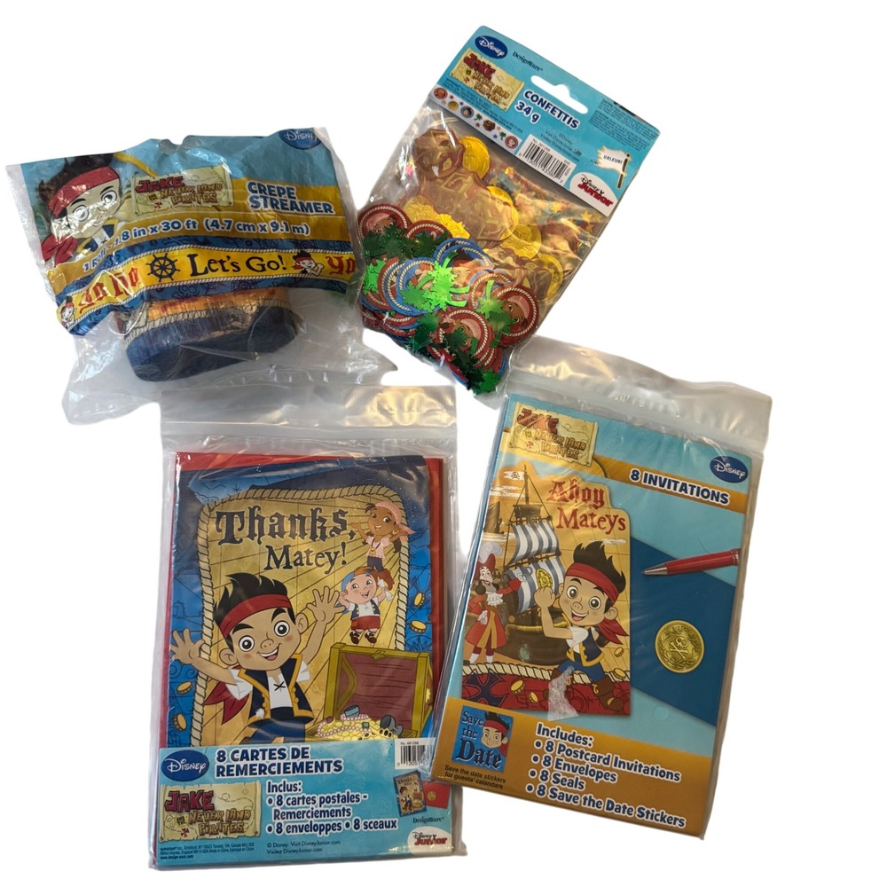 Disney Jake and the Never Land Pirates Party Supplies Bundle Invitations Blue OS